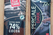 Pricer.lt prekių palyginimas: Fin Carre 74% šokoladas prieš Pergalė 72% šokoladą. Kieno pusėje pergalė?